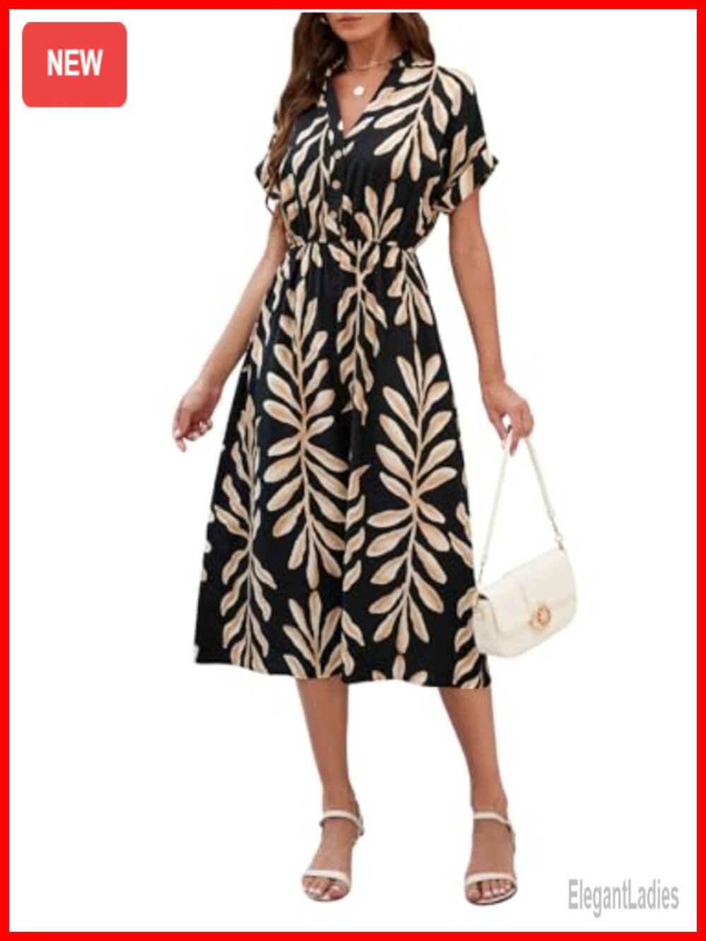 Women's Retro Floral Print Maxi Dress V-Neck A-Line Short Sleeve Casual